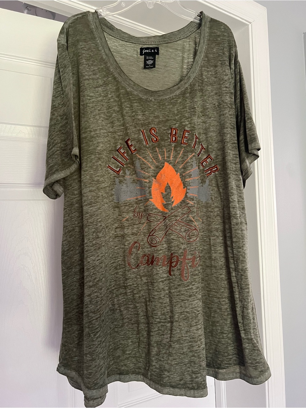Olive Green Graphic Campfire Tee - Life Is Better